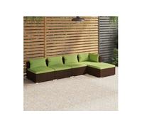 vidaXL 5-delige Loungeset met kussens poly rattan bruin3101628 Marron G
