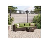 vidaXL 5-delige Loungeset met kussens poly rattan bruin3308014 G