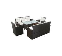 vidaXL Salon de jardin 5 pcs avec coussins Résine tressée Marron 43973
