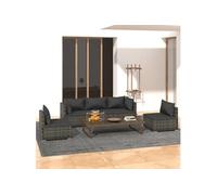 vidaXL 5-delige Loungeset met kussens poly rattan grijs3102189 Gris G