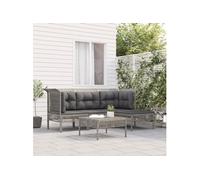 Vidaxl Salon De Jardin 5 Pcs Avec Coussins Gris Résine Tressée Gris