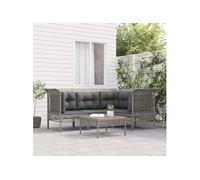 Vidaxl Salon De Jardin 5 Pcs Avec Coussins Gris Résine Tressée
