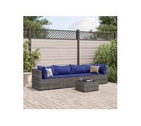 vidaXL 5-delige Loungeset met kussens poly rattan grijs3308015 Gris G