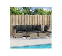 Vidaxl Salon De Jardin 5 Pcs Avec Coussins Gris Clair Résine Tressée