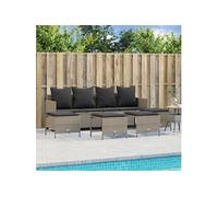 Vidaxl Salon De Jardin 5 Pcs Avec Coussins Gris Clair Résine Tressée