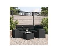5-delige Loungeset met kussens poly rattan zwart3254852