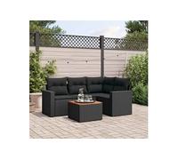 Vidaxl Salon De Jardin 5 Pcs Avec Coussins Noir Résine Tressée