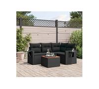 Vidaxl Salon De Jardin 5 Pcs Avec Coussins Noir Résine Tressée
