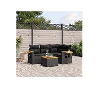 Vidaxl Salon De Jardin 5 Pcs Avec Coussins Noir Résine Tressée