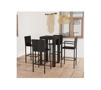 vidaXL 5-delige Tuinbarset met armleuningen poly rattan zwart3064808 Noir G