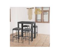 vidaXL Ensemble de bar de jardin 5 pcs et coussins Résine tressée Gris