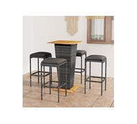 vidaXL 5-delige Tuinbarset met kussens poly rattan grijs3064851 Gris G