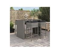Ensemble de Bar de Jardin avec Coussins Mobilier Patio 5 pcs Poly Rotin vidaXL