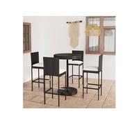 5-delige Tuinbarset met kussens poly rattan zwart3064766