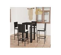 5-delige Tuinbarset met kussens poly rattan zwart3064794