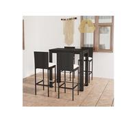 5-delige Tuinbarset met kussens poly rattan zwart3064796
