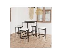 5-delige Tuinbarset met kussens poly rattan zwart3064820