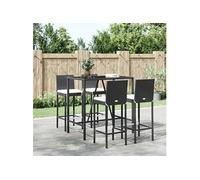 vidaXL Ensemble de bar de jardin 5 pcs avec coussins noir poly rotin 3187643