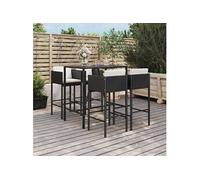 vidaXL Ensemble de bar de jardin 5 pcs avec coussins noir poly rotin 3200657