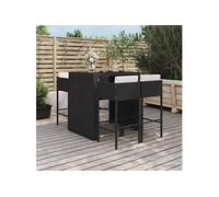 vidaXL 5-delige Tuinbarset met kussens poly rattan zwart3200670 Noir G