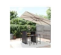 vidaXL 5-delige Tuinbarset poly rattan en massief acaciahout zwart3187684 Noir G