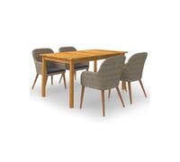 Ensemble de Salle à Manger de Jardin 5 pcs Marron Mobilier Terrasse vidaXL