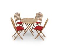 5-delige Tuinset inklapbaar met kussens bamboe3063966