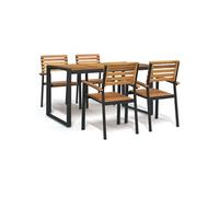 5-delige Tuinset massief acaciahout en metaal3155406