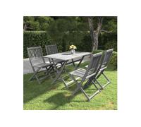 5-delige Tuinset massief acaciahout grijs3057870