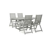 Vidaxl Ensemble De Salle À Manger De Jardin 5 Pièces (150-200) X 100 Cm En Bois D'acacia Massif Gris
