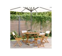 Vidaxl Ensemble À Manger De Jardin 5 Pcs Blanc Crème Tissu Bois Massif