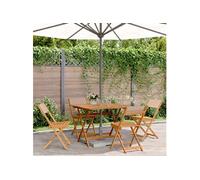5-delige Tuinset massief hout en stof taupe3281786
