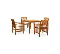 Vidaxl Mobilier À Dîner De Jardin 5 Pcs Avec Coussins Acacia Solide