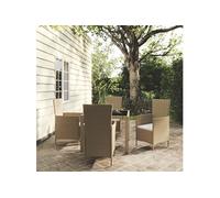 Vidaxl Mobilier À Dîner De Jardin 5 Pcs Coussins Résine Tressée Beige