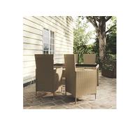 Vidaxl Mobilier À Dîner De Jardin 5 Pcs Coussins Résine Tressée Beige