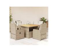 Vidaxl Ensemble À Manger De Jardin Avec Coussins 5pcs Beige Poly Rotin