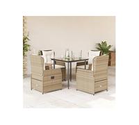 Vidaxl Ensemble À Manger De Jardin Avec Coussins 5pcs Beige Poly Rotin