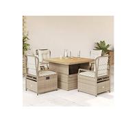 Vidaxl Ensemble À Manger De Jardin Avec Coussins 5pcs Beige Poly Rotin