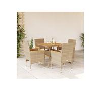 Vidaxl Ensemble À Manger De Jardin Et Coussins 5pcs Beige Rotin Acacia