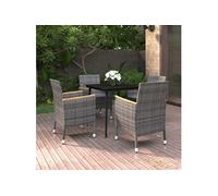 vidaXL 5-delige Tuinset met kussens poly rattan en glas3099788 Gris G