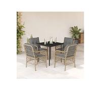 Ensemble à Manger de Jardin avec Coussins Table 5 pcs Résine Tressée vidaXL