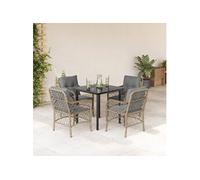 Ensemble à Manger de Jardin avec Coussins Table 5 pcs Résine Tressée vidaXL