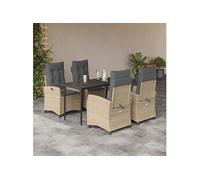 Vidaxl Ensemble À Manger De Jardin Coussins 5 Pcs Mélange Beige Rotin