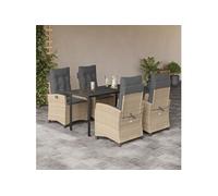 Vidaxl Ensemble À Manger De Jardin Coussins 5 Pcs Mélange Beige Rotin
