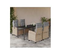 Vidaxl Ensemble À Manger De Jardin Coussins 5 Pcs Mélange Beige Rotin
