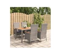Vidaxl Ensemble De Salle À Manger De Jardin 5 Pcs Avec Coussins Gris
