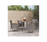 vidaXL 5-delige Tuinset met kussens poly rattan grijs3187365 Gris G
