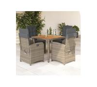 Vidaxl Ensemble À Manger De Jardin 5 Pcs Coussins Gris Résine Tressée