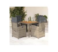 vidaXL 5-delige Tuinset met kussens poly rattan grijs3212481 Gris G