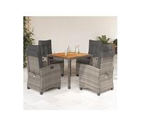 Vidaxl Ensemble À Manger De Jardin 5 Pcs Coussins Gris Résine Tressée